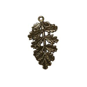 Leaf-Shaped Silver Metal Pendant Charm Necklace